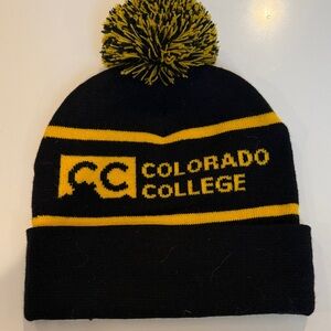 Colorado College Pom-Pom Beanie - Black and Yellow